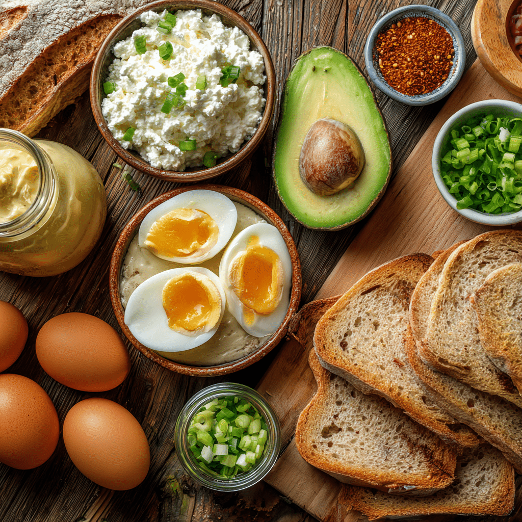 Ingredients for Avocado Cottage Cheese Toast