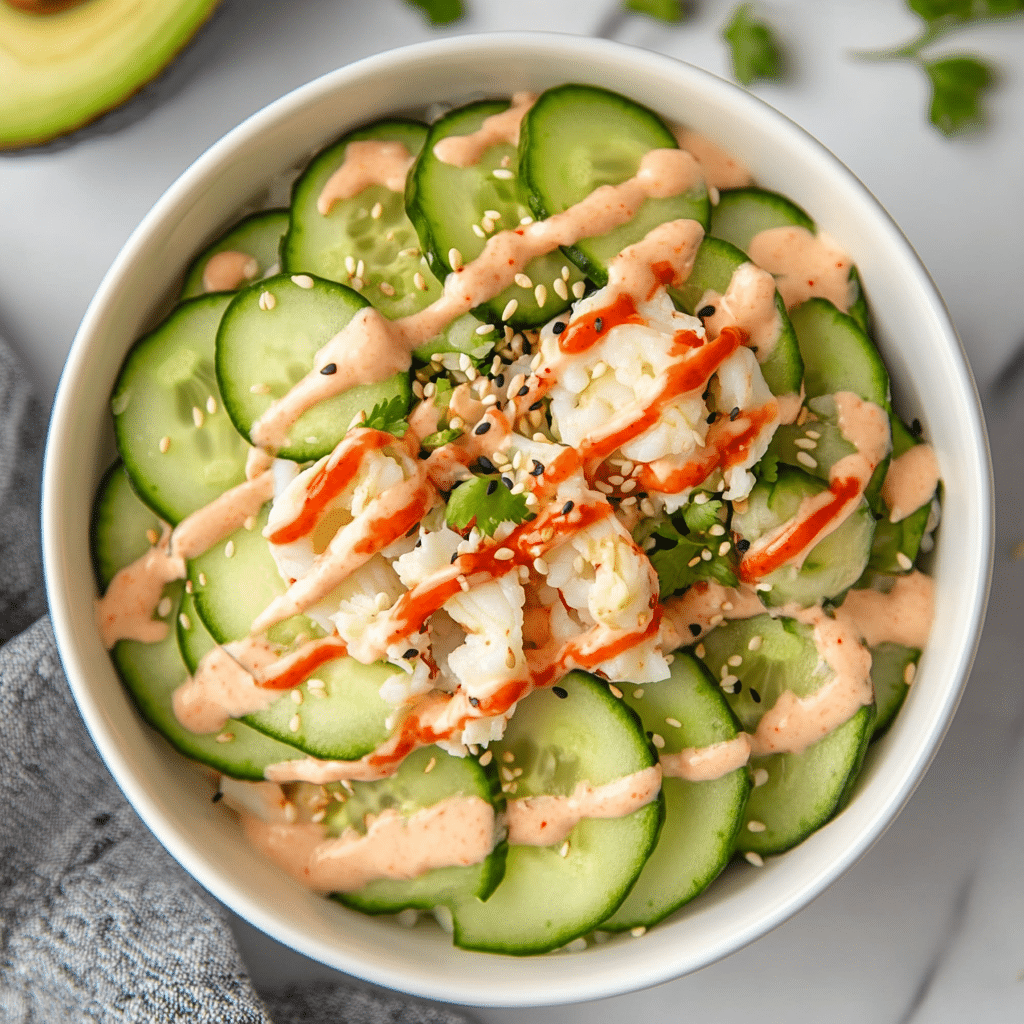 California Roll Cucumber Salad fresh low-carb recipe