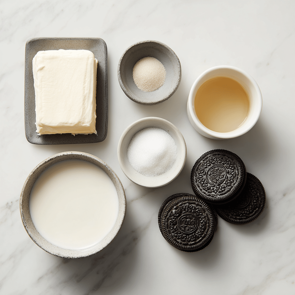 Ingredients for Ninja Creami cookies and cream ice cream