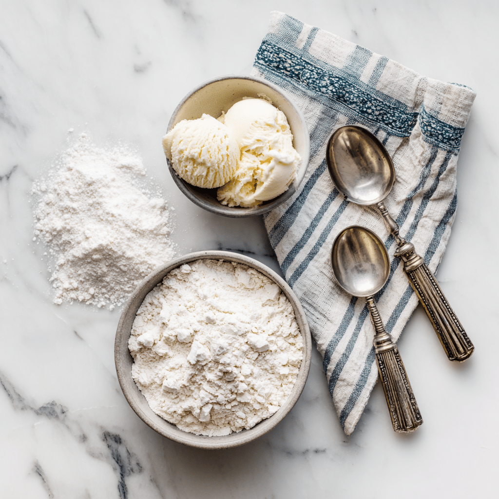 Ice cream bread ingredients layout